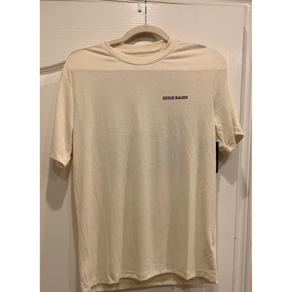 Eddie Bauer Mens T-Shirt Ivory NWT Sz S Live for Adventure - Picture 1 of 2